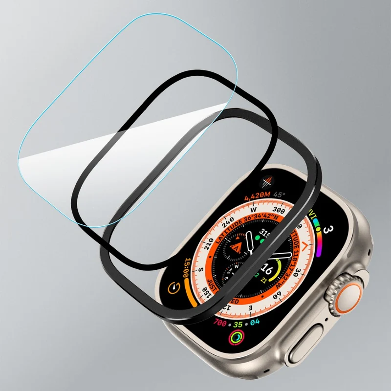 Apple Watch Ultra 49mm / Ultra 2 49mm Case Aluminum Alloy Watch Cover with Tempered Glass Film