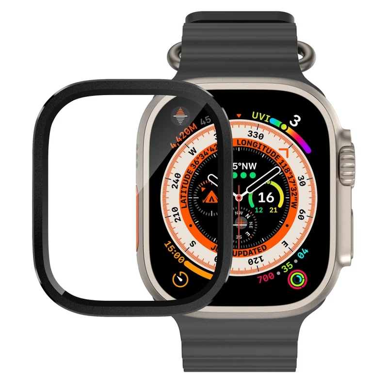 Apple Watch Ultra 49mm / Ultra 2 49mm Case Aluminum Alloy Watch Cover with Tempered Glass Film