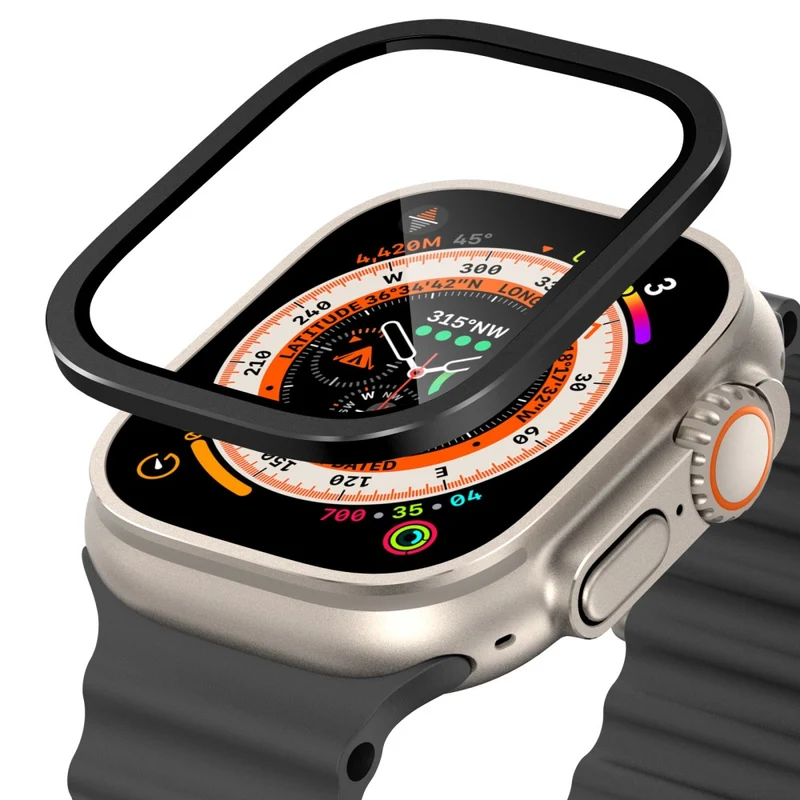 Apple Watch Ultra 49mm / Ultra 2 49mm Case Aluminum Alloy Watch Cover with Tempered Glass Film
