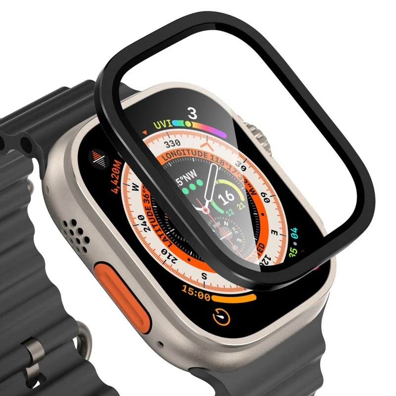 Apple Watch Ultra 49mm / Ultra 2 49mm Case Aluminum Alloy Watch Cover with Tempered Glass Film