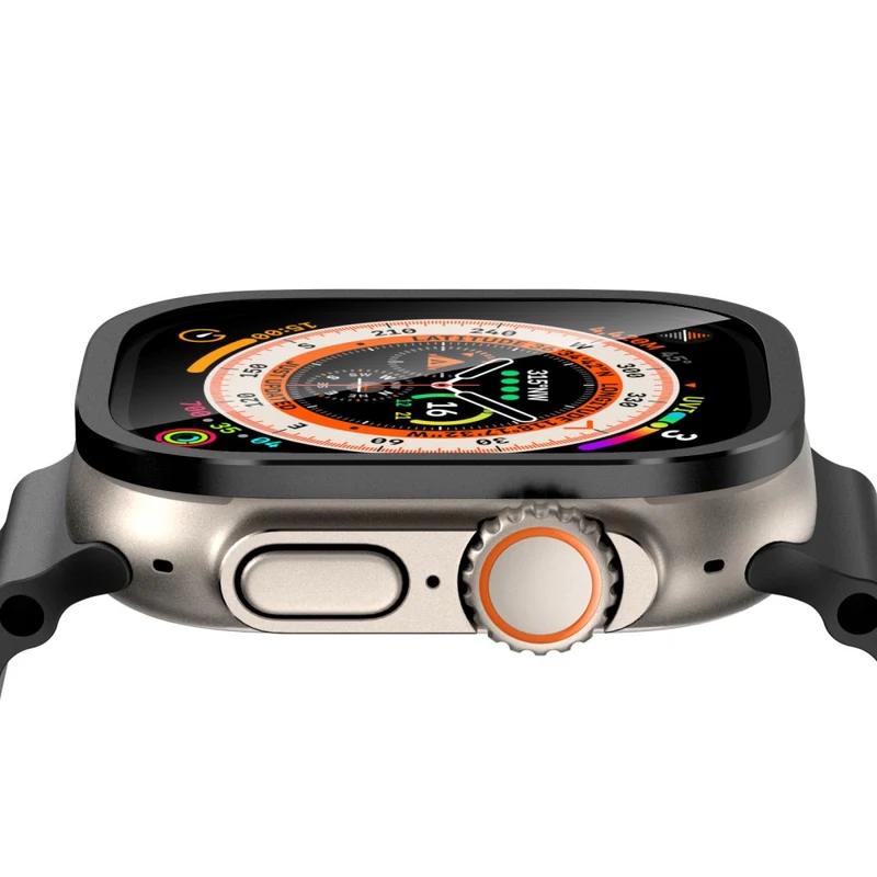 Apple Watch Ultra 49mm / Ultra 2 49mm Case Aluminum Alloy Watch Cover with Tempered Glass Film