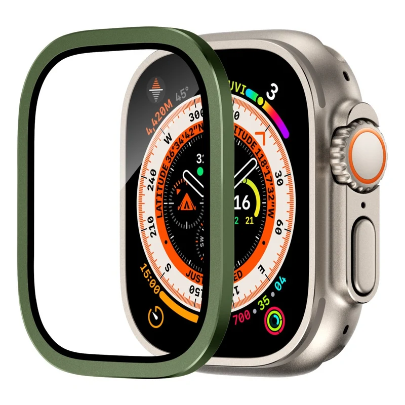 Apple Watch Ultra 49mm / Ultra 2 49mm Case Aluminum Alloy Watch Cover with Tempered Glass Film