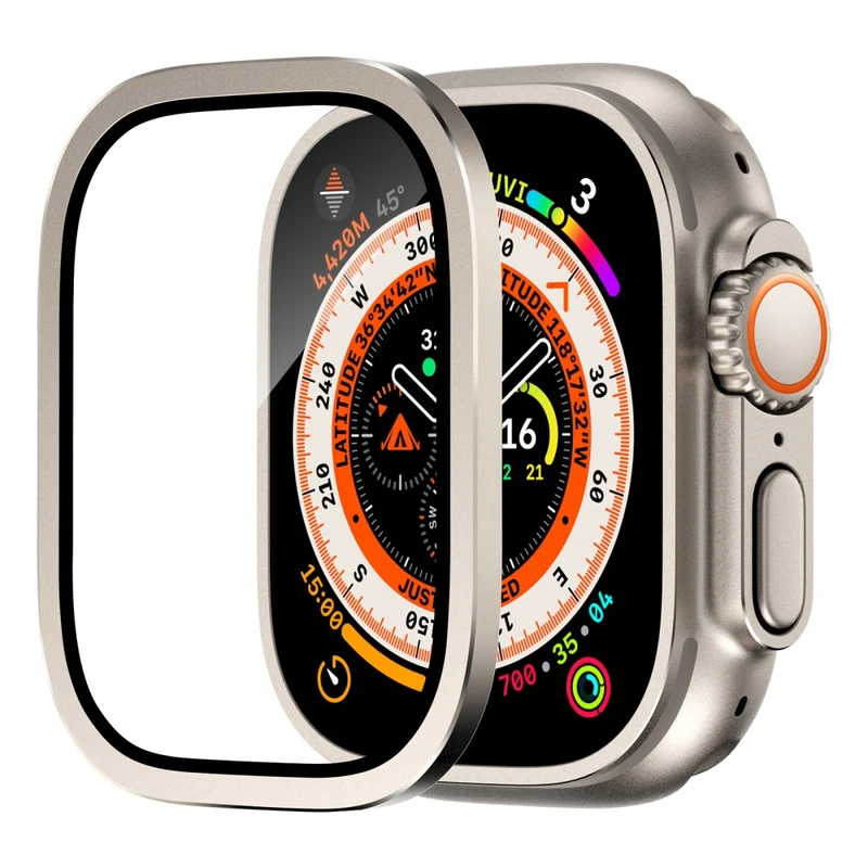 Apple Watch Ultra 49mm / Ultra 2 49mm Case Aluminum Alloy Watch Cover with Tempered Glass Film