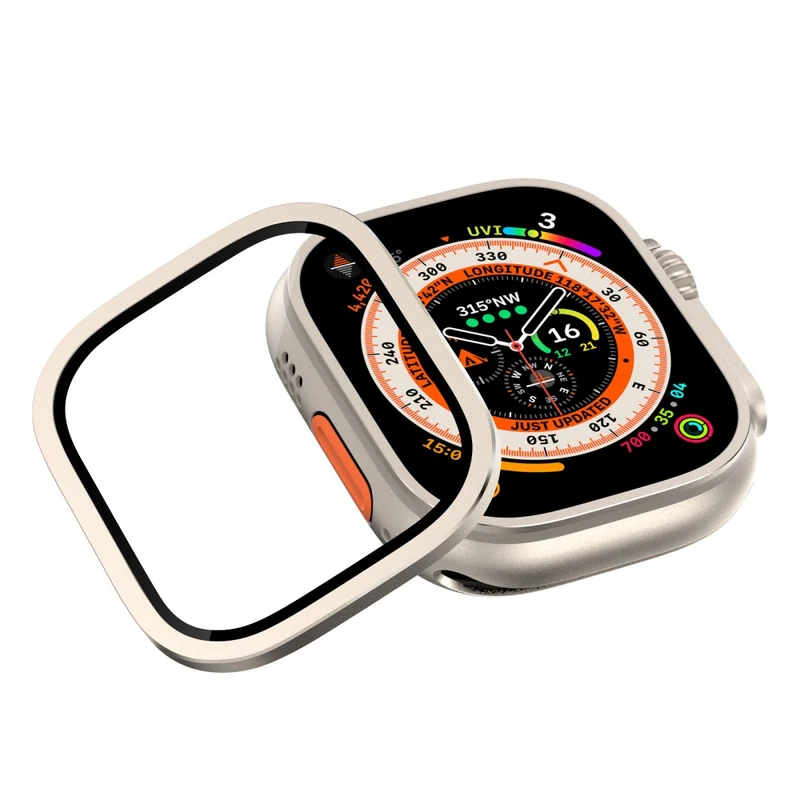 Apple Watch Ultra 49mm / Ultra 2 49mm Case Aluminum Alloy Watch Cover with Tempered Glass Film