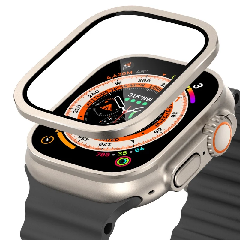 Apple Watch Ultra 49mm / Ultra 2 49mm Case Aluminum Alloy Watch Cover with Tempered Glass Film