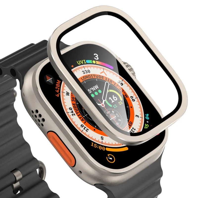Apple Watch Ultra 49mm / Ultra 2 49mm Case Aluminum Alloy Watch Cover with Tempered Glass Film