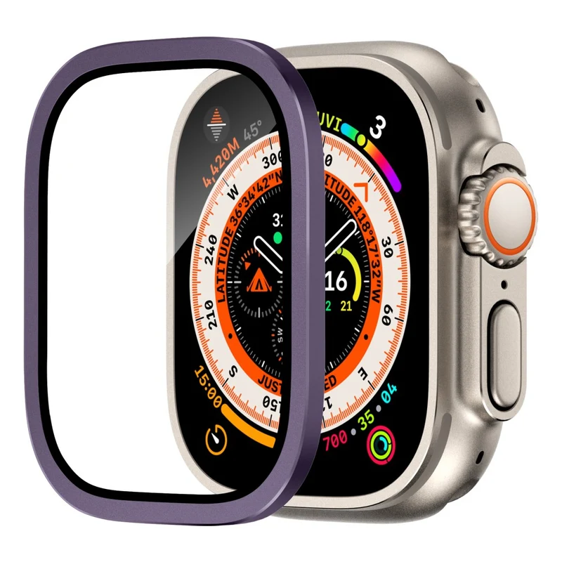Apple Watch Ultra 49mm / Ultra 2 49mm Case Aluminum Alloy Watch Cover with Tempered Glass Film