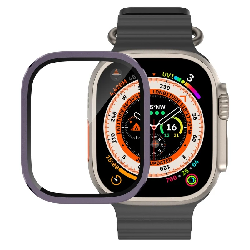 Apple Watch Ultra 49mm / Ultra 2 49mm Case Aluminum Alloy Watch Cover with Tempered Glass Film