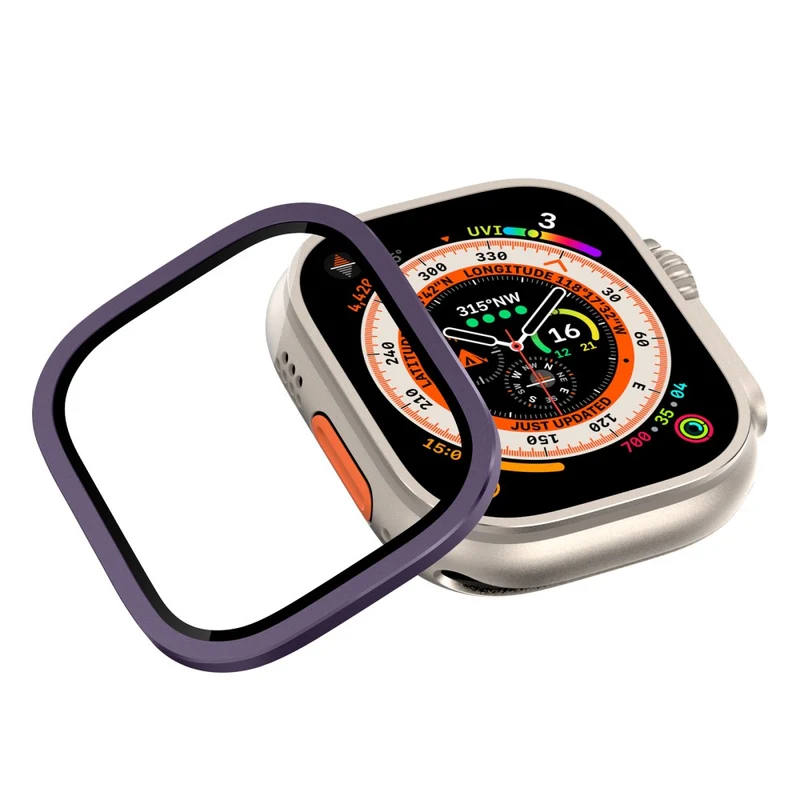 Apple Watch Ultra 49mm / Ultra 2 49mm Case Aluminum Alloy Watch Cover with Tempered Glass Film