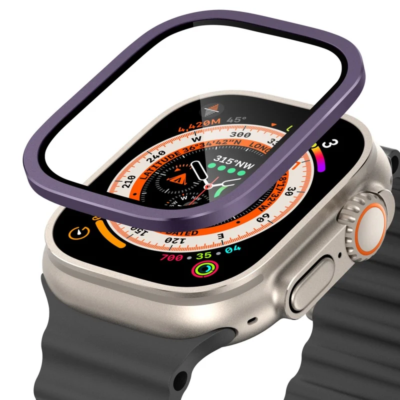Apple Watch Ultra 49mm / Ultra 2 49mm Case Aluminum Alloy Watch Cover with Tempered Glass Film