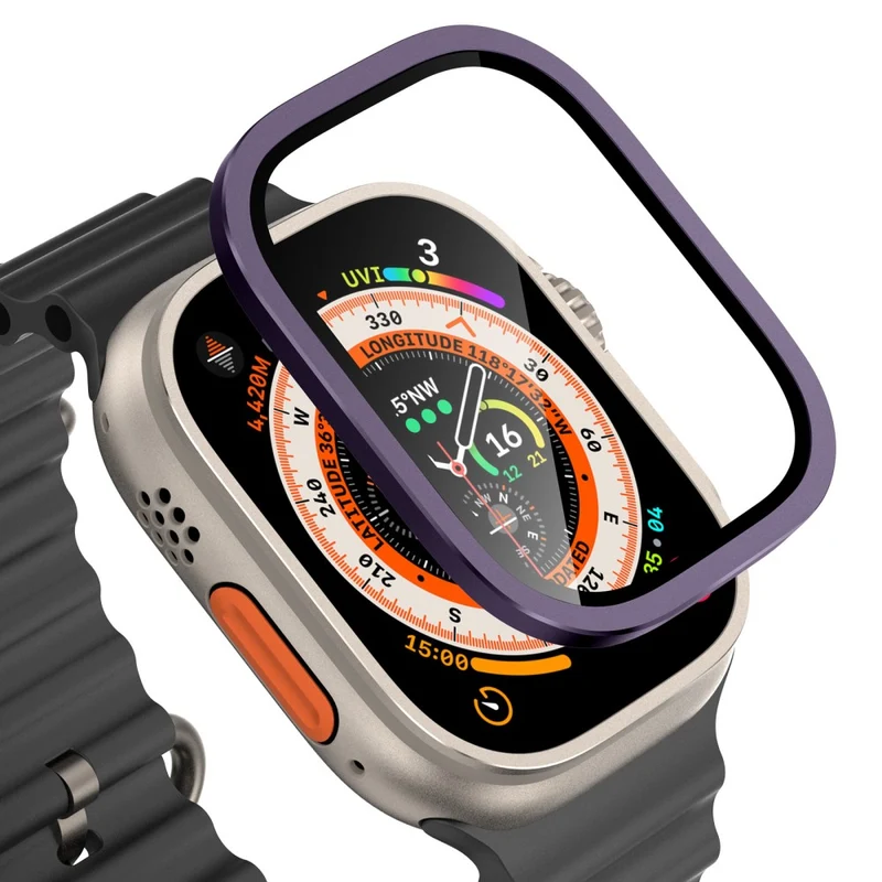 Apple Watch Ultra 49mm / Ultra 2 49mm Case Aluminum Alloy Watch Cover with Tempered Glass Film
