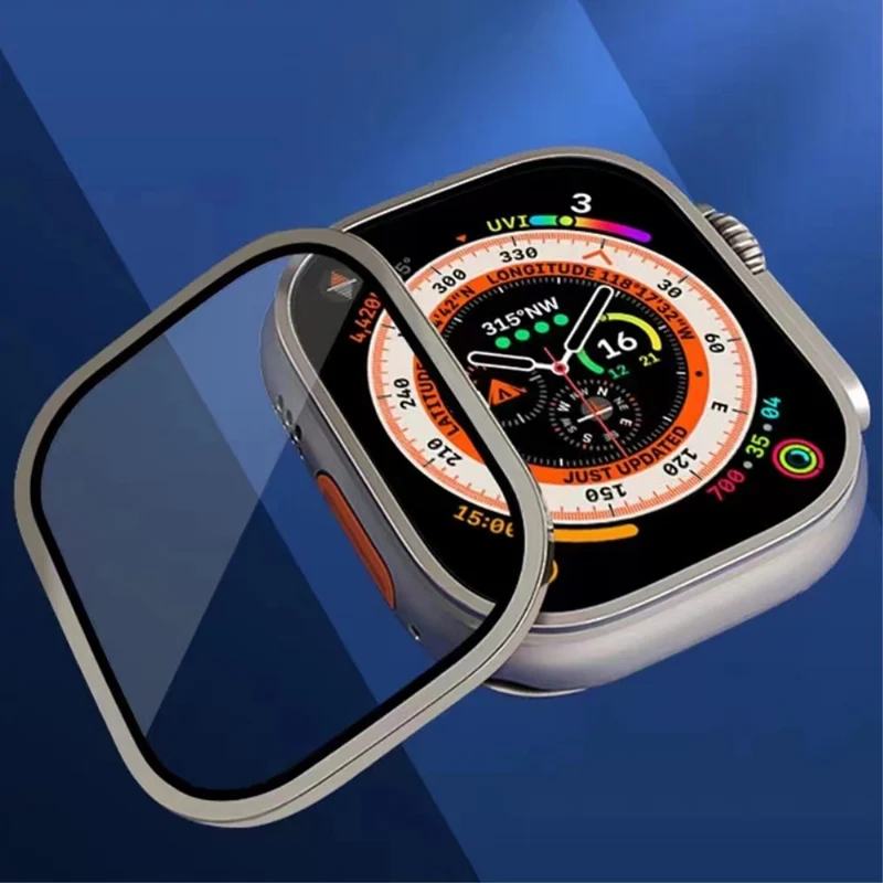 Apple Watch Ultra 2 49mm / Ultra 49mm Screen Protector with Titanium Alloy Frame High Aluminum-silicon Glass Film