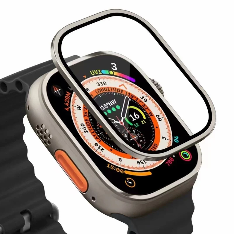 Apple Watch Ultra 2 49mm / Ultra 49mm Screen Protector with Titanium Alloy Frame High Aluminum-silicon Glass Film