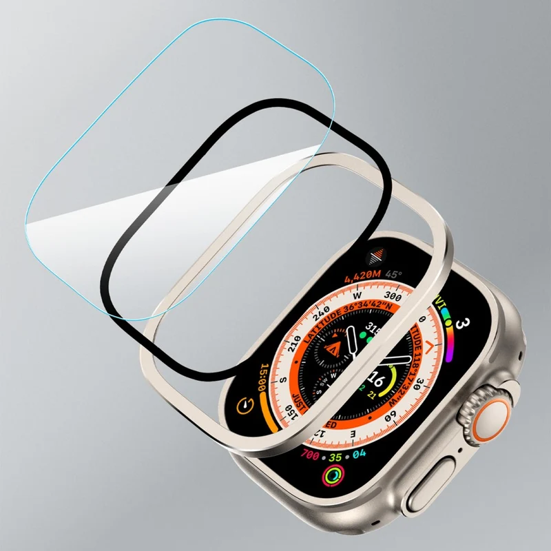 Apple Watch Ultra 2 49mm / Ultra 49mm Screen Protector with Titanium Alloy Frame High Aluminum-silicon Glass Film
