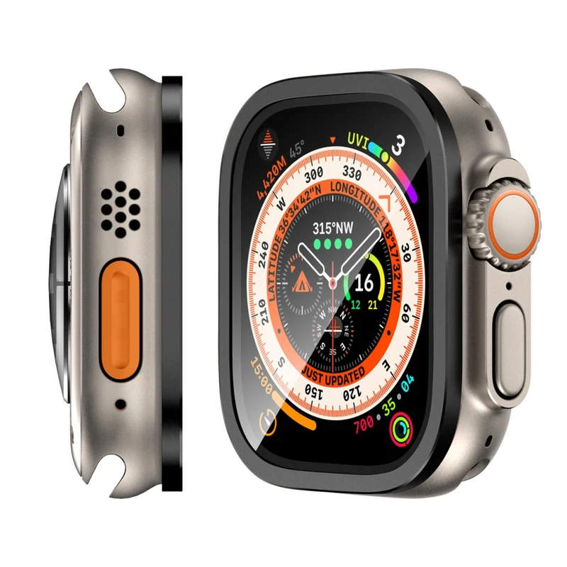 Apple Watch Ultra 2 49mm / Ultra 49mm Screen Protector with Titanium Alloy Frame High Aluminum-silicon Glass Film