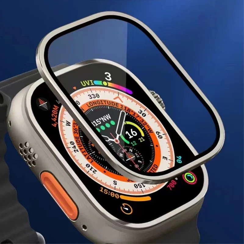 Apple Watch Ultra 2 49mm / Ultra 49mm Screen Protector with Titanium Alloy Frame High Aluminum-silicon Glass Film