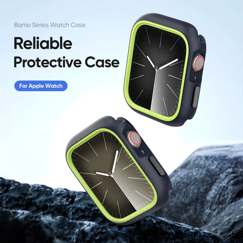 DUX DUCIS Bamo Series Apple Watch Series 9 8 7 41mm Watch Case Cover and T Frame - Midnight / Green