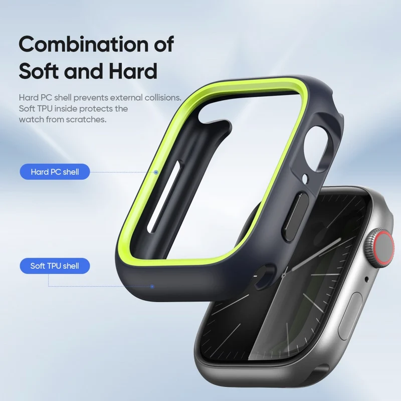DUX DUCIS Bamo Series Apple Watch Series 9 8 7 41mm Watch Case Cover and T Frame - Midnight / Green