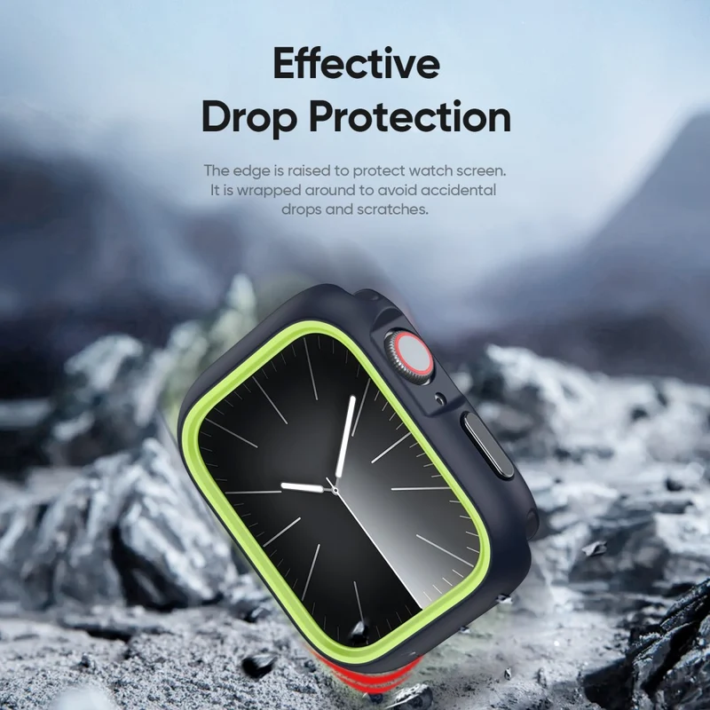 DUX DUCIS Bamo Series Apple Watch Series 9 8 7 41mm Watch Case Cover and T Frame - Midnight / Green