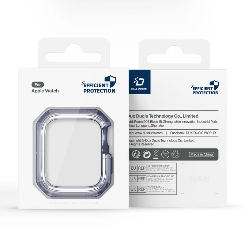 DUX DUCIS Tamo Series Apple Watch Series 9 / 8 / 7 41mm Watch Case Silicone Shockproof Cover - Transparent Blue