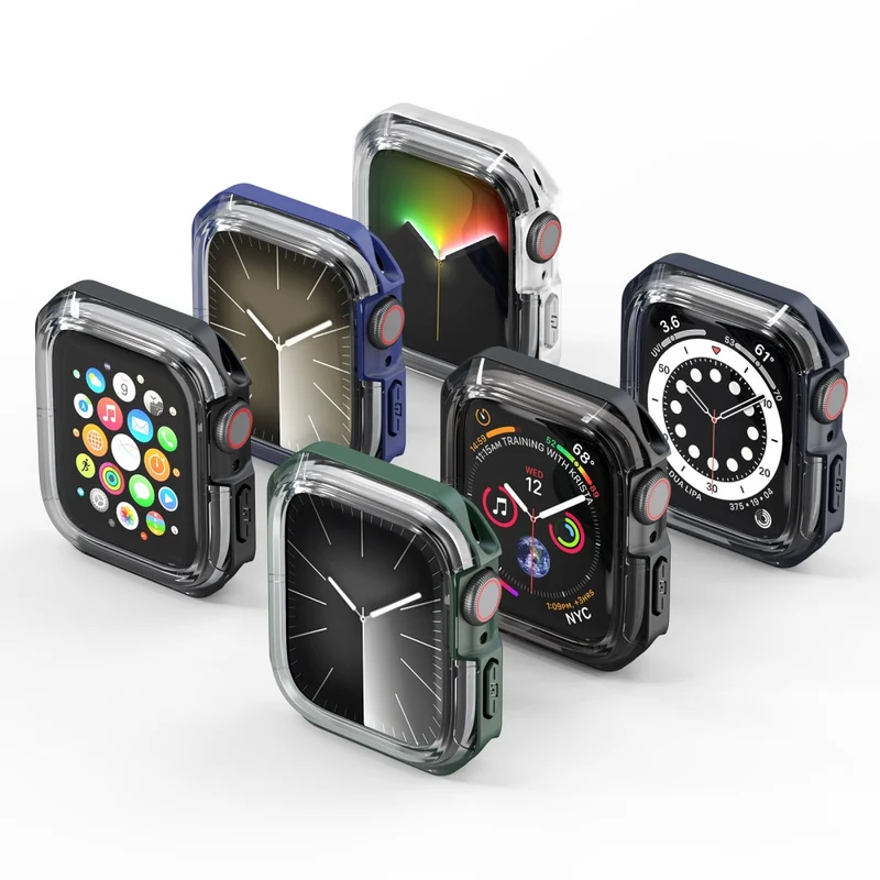 DUX DUCIS Tamo Series Apple Watch Series 9 / 8 / 7 41mm Watch Case Silicone Shockproof Cover - Transparent Blue