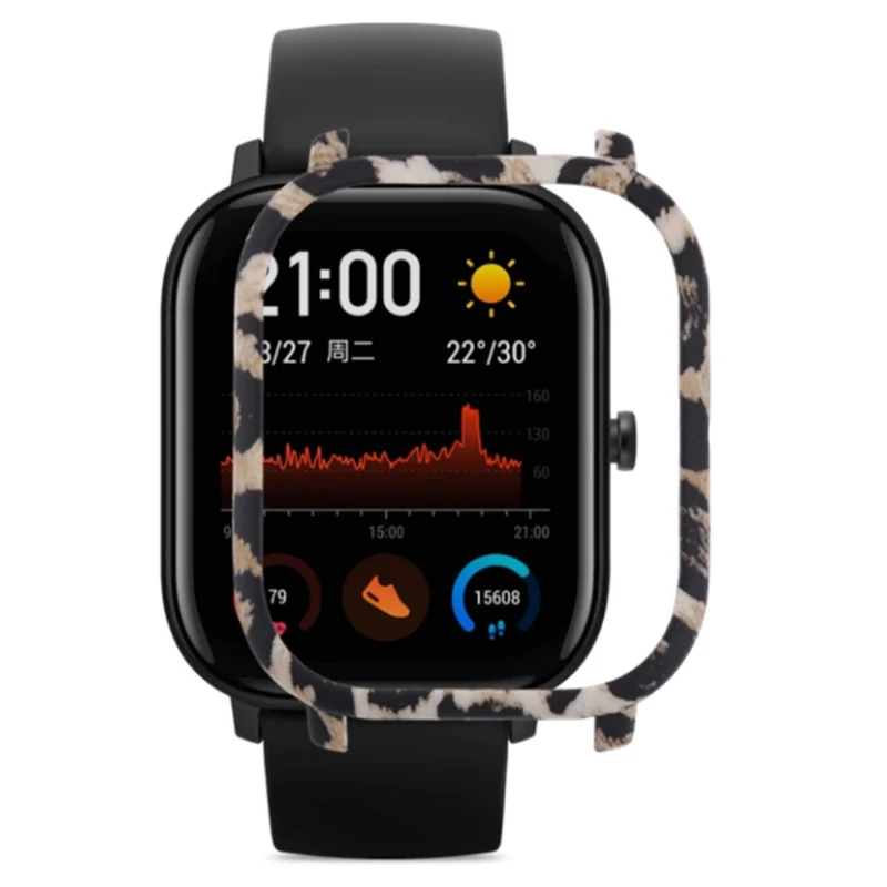 Huami Amazfit GTS Case Hard Pattern Printed Protective Frame Cover - Leopard Print
