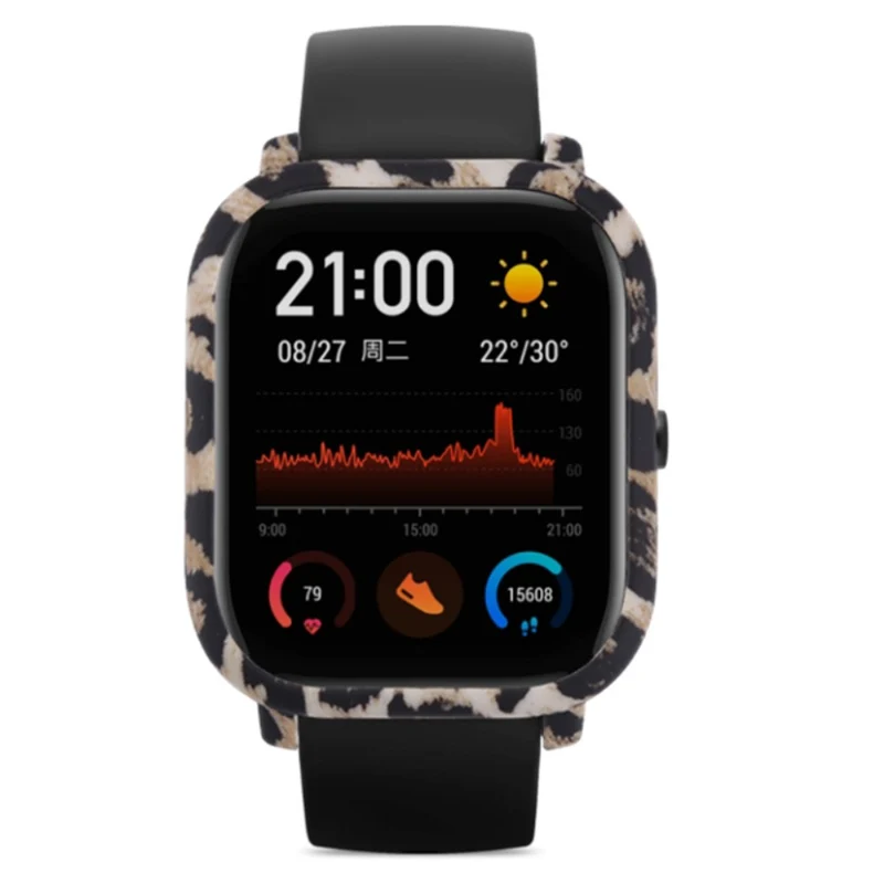 Huami Amazfit GTS Case Hard Pattern Printed Protective Frame Cover - Leopard Print