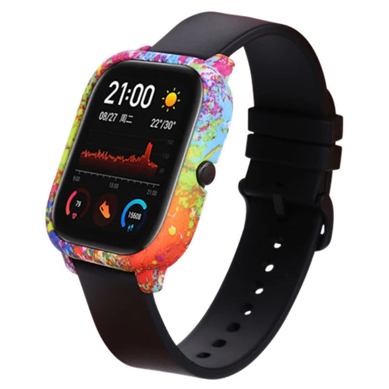 Huami Amazfit GTS Case Hard Pattern Printed Protective Frame Cover - Leopard Print