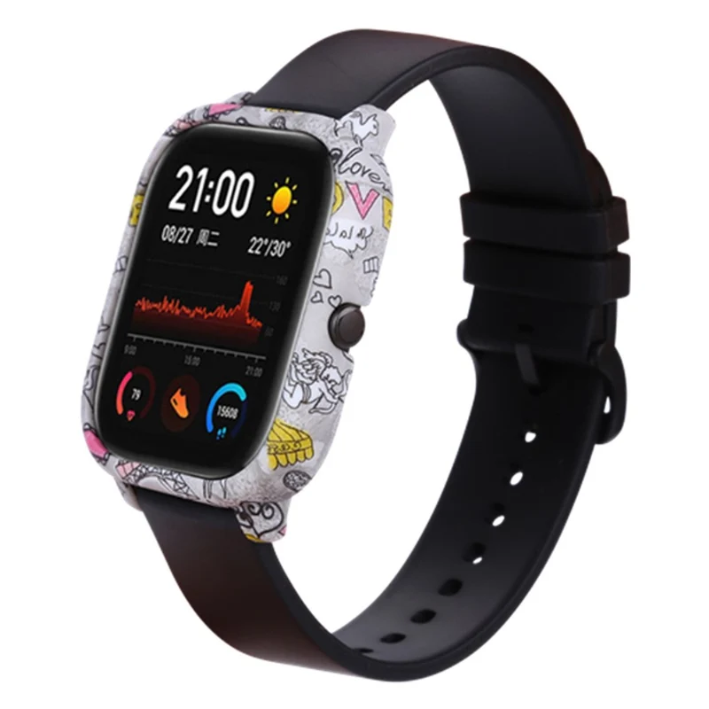 Huami Amazfit GTS Case Hard Pattern Printed Protective Frame Cover - Leopard Print