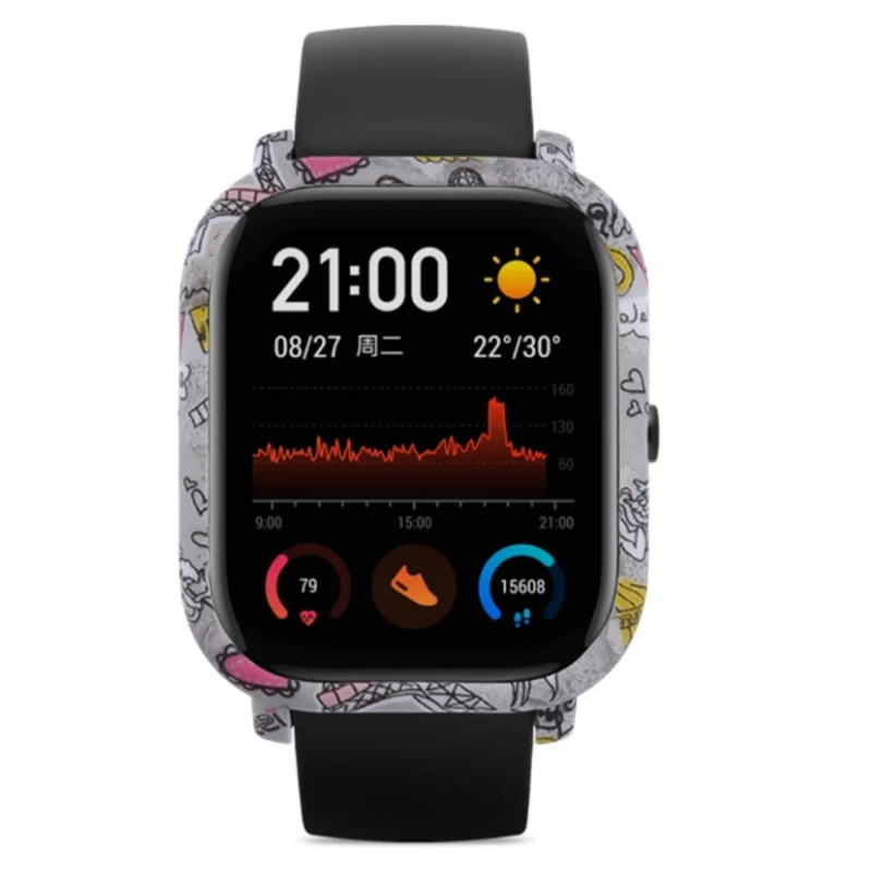 Huami Amazfit GTS Case Hard Pattern Printed Protective Frame Cover - Leopard Print