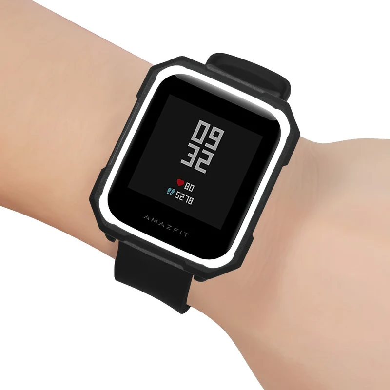 Huami Amazfit Bip / Bip Lite Watch Case Flexible Dual Color Protective Cover - Black+White