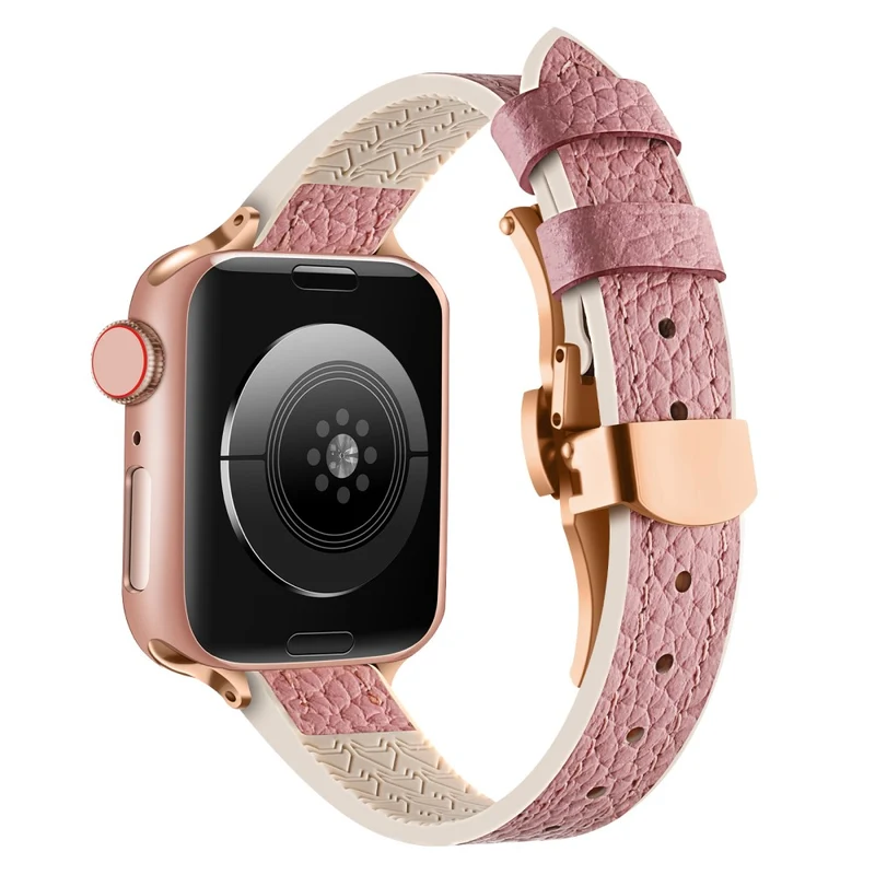 Apple Watch Series 41mm - 40mm - 38mm Universal Watch Strap - Tan / Rose Gold Buckle and Rose Gold Buckle