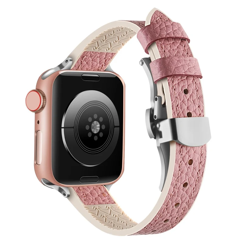 Apple Watch Series 41mm - 40mm - 38mm Universal Watch Strap - Tan / Rose Gold Buckle and Rose Gold Buckle