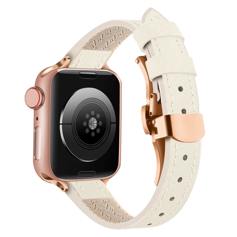 Apple Watch Series 41mm - 40mm - 38mm Universal Watch Strap - Tan / Rose Gold Buckle and Rose Gold Buckle