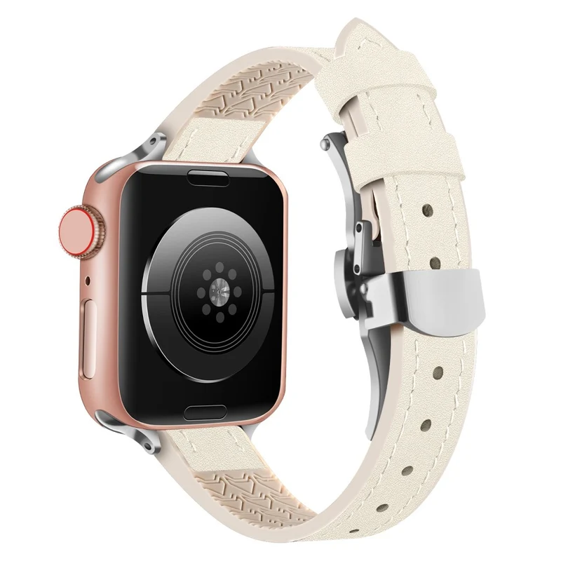 Apple Watch Series 41mm - 40mm - 38mm Universal Watch Strap - Tan / Rose Gold Buckle and Rose Gold Buckle