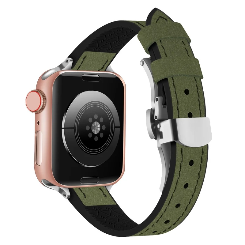 Apple Watch Series 41mm - 40mm - 38mm Universal Watch Strap - Tan / Rose Gold Buckle and Rose Gold Buckle