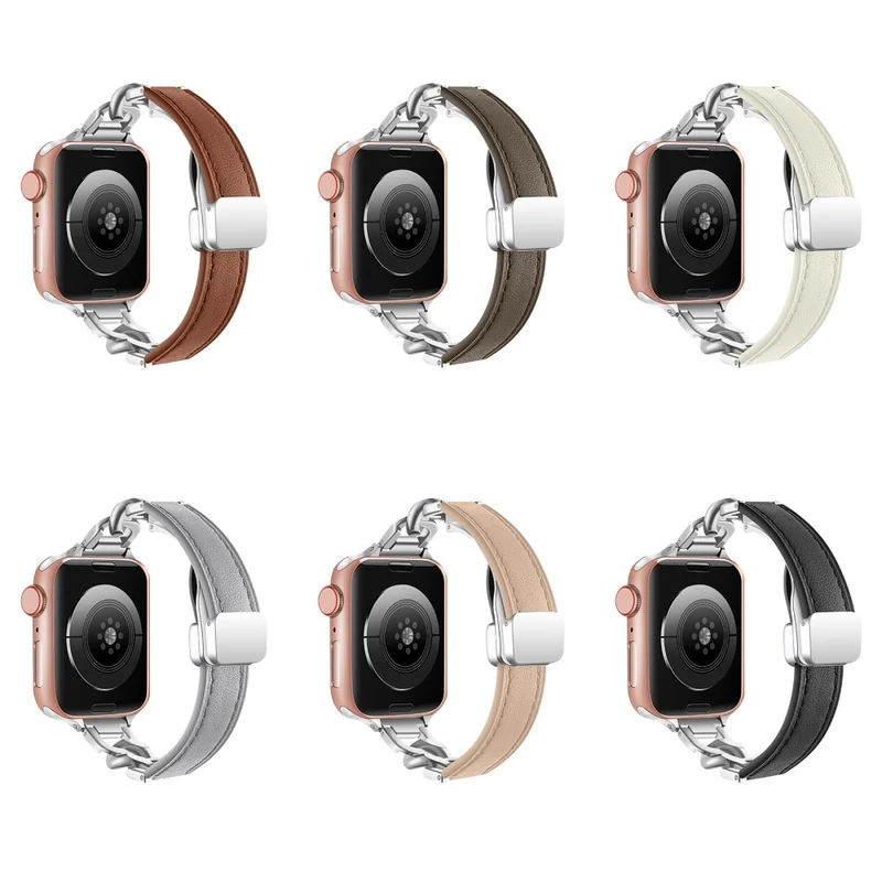 Apple Watch Series 41mm - 40mm - 38mm Universal Genuine Cow Leather Watch Strap - Tan
