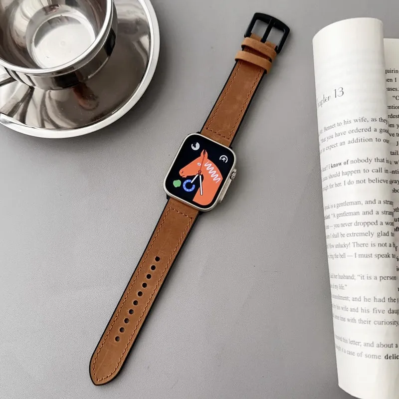 Apple Watch Series 41mm - 40mm - 38mm Universal Watch Strap Genuine Cow Leather Flexible Band