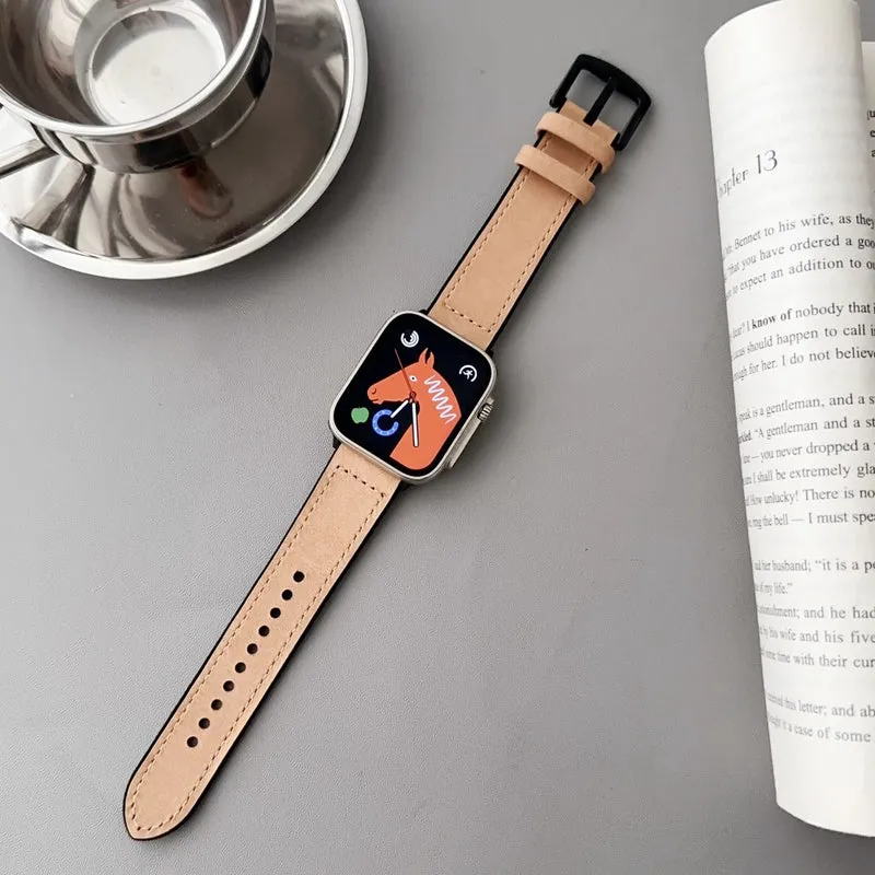 Apple Watch Series 41mm - 40mm - 38mm Universal Watch Strap Genuine Cow Leather Flexible Band
