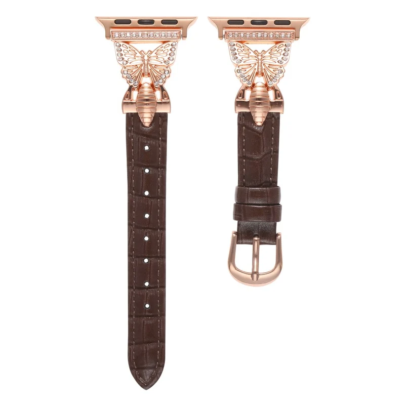 Apple Watch Series 41mm - 40mm - 38mm Universal Watch Band Butterfly Strap - White / Gold Buckle Buckle