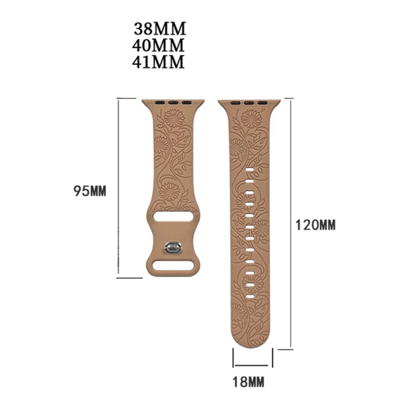 Apple Watch Series 41mm - 40mm - 38mm Universal Watch Band Flower Engraved Strap - Sunflower / Green