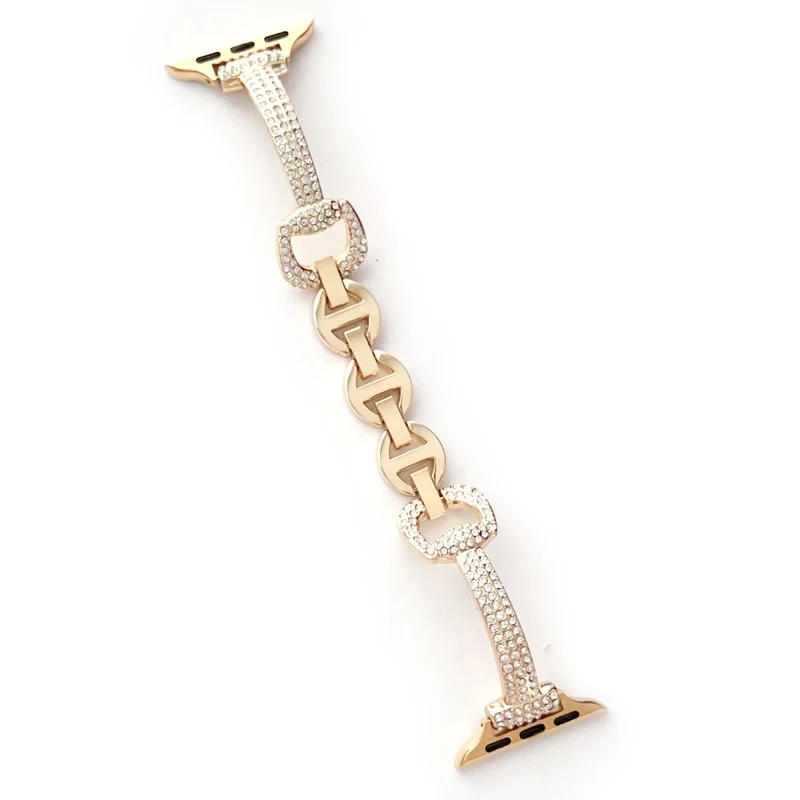 Apple Watch Series 41mm - 40mm - 38mm Universal Watch Band Rhinestone Decor Bracelet - Rose Gold