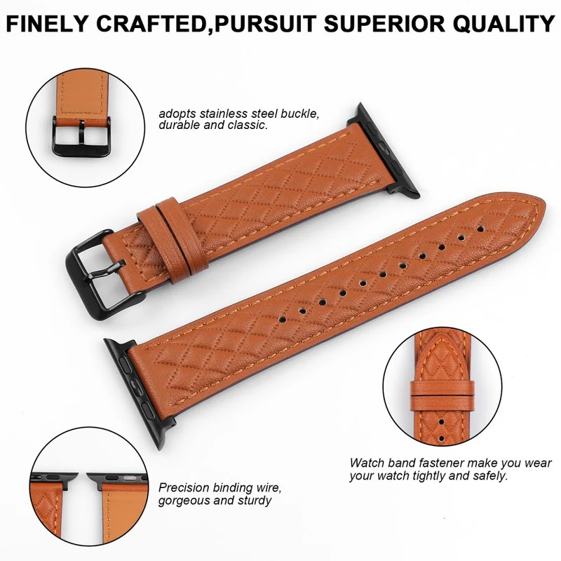 Apple Watch Series 41mm - 40mm - 38mm Universal Watch Band Genuine Cow Leather Strap