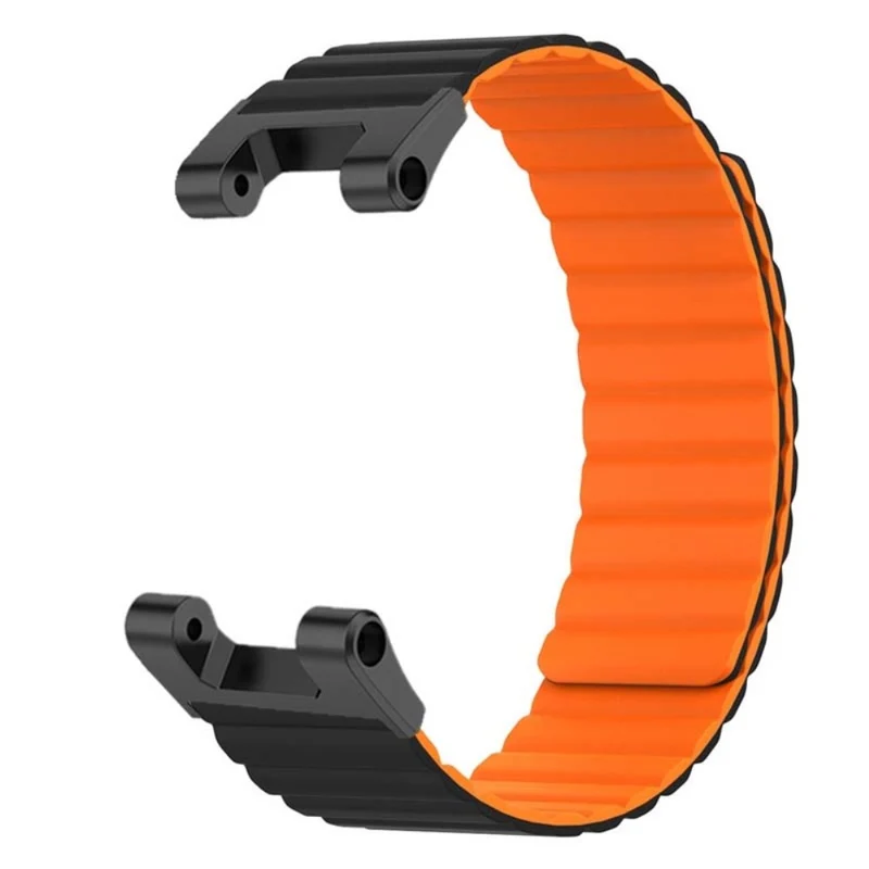 Huami Amazfit T-Rex / T-Rex Pro Flexible Watch Strap Magnetic Smartwatch Band - Black+Orange