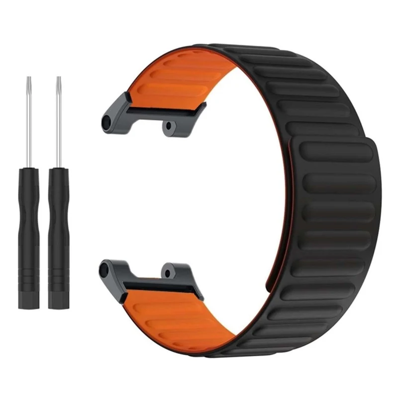 Huami Amazfit T-Rex / T-Rex Pro Flexible Watch Strap Magnetic Smartwatch Band - Black+Orange