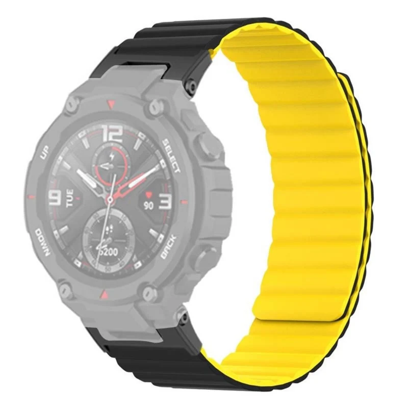 Huami Amazfit T-Rex / T-Rex Pro Flexible Watch Strap Magnetic Smartwatch Band - Black+Orange