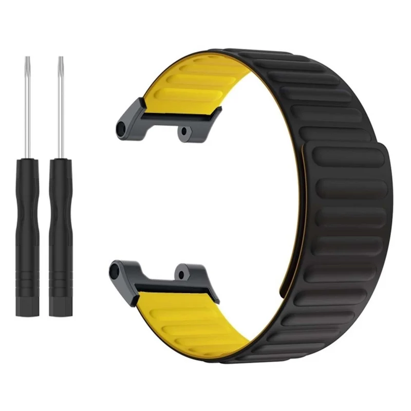Huami Amazfit T-Rex / T-Rex Pro Flexible Watch Strap Magnetic Smartwatch Band - Black+Orange