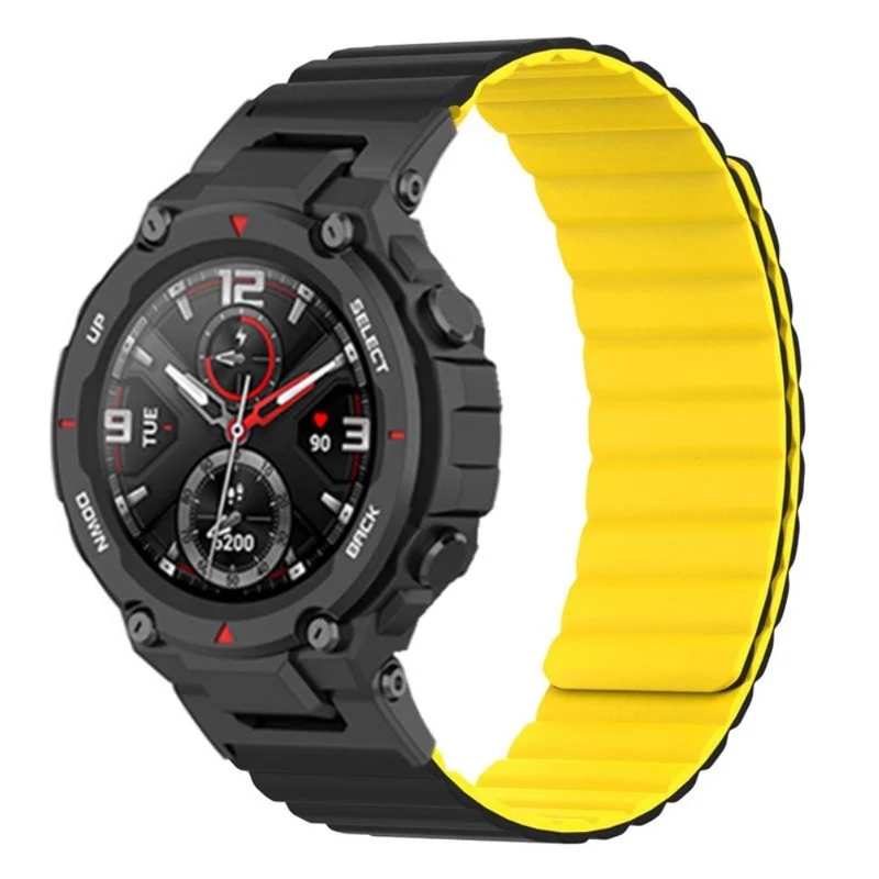 Huami Amazfit T-Rex / T-Rex Pro Flexible Watch Strap Magnetic Smartwatch Band - Black+Orange