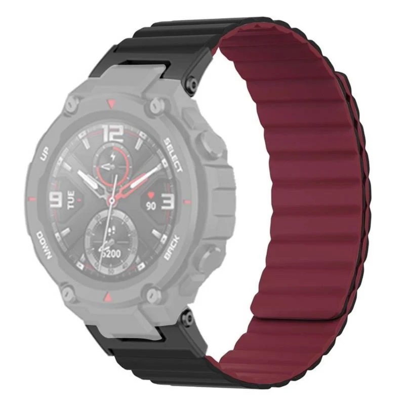 Huami Amazfit T-Rex / T-Rex Pro Flexible Watch Strap Magnetic Smartwatch Band - Black+Orange