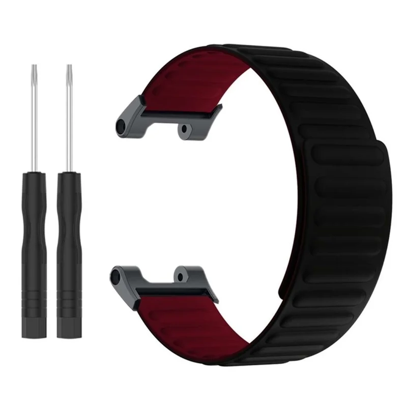 Huami Amazfit T-Rex / T-Rex Pro Flexible Watch Strap Magnetic Smartwatch Band - Black+Orange